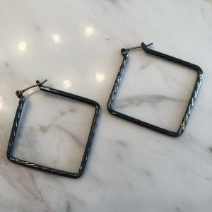 Square Gunmetal Colored Hoops